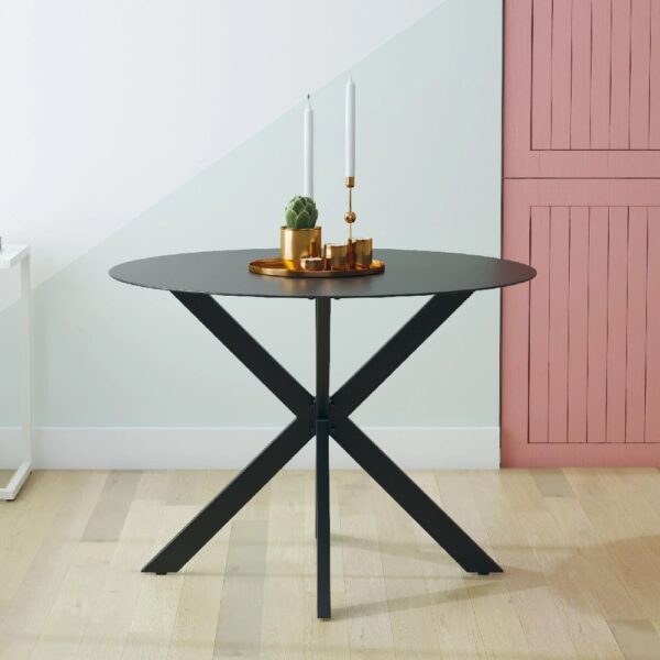 Modena Charcoal Glass Dining Table With Black Metal Frame