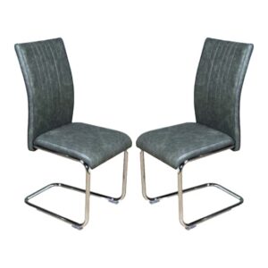 Ceibo Two Tone Grey Leather Dining Chairs In Pair