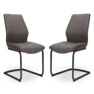 Charlie Grey Faux Leather Dining Chairs In A Pair