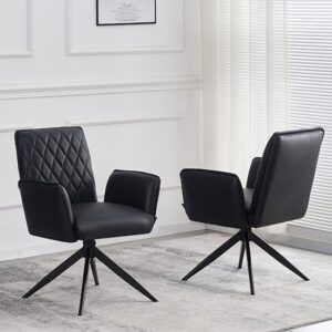 Elkin Black Faux Leather Dining Chairs In Pair