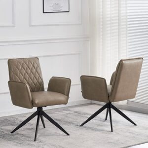 Elkin Taupe Faux Leather Dining Chairs In Pair