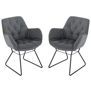 Titania Grey Two Tone Faux Leather Dining Chairs In Pair