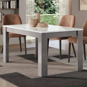 Breta High Gloss Dining Table Large In White And Grey