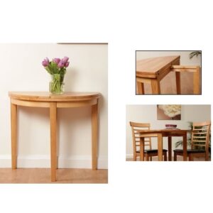 Rivero Extending Halfmoon Dining Table In Light Oak