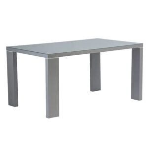 Sako Glass Top Large Dining Table In Grey High Gloss